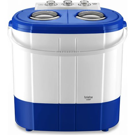 Briebe WM1140 Mini Lavadora Centrifugadora Portátil, 3Kg Lavado, 2 Compartimentos, Programa Lavado 15m 190 W Blanco/azul (1/5)