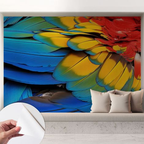 Papier peint adhésif décoratif avec colle pour salon chambre et bureau Installation rapide Plumes arc-en-ciel 208x146 cm (1/5)