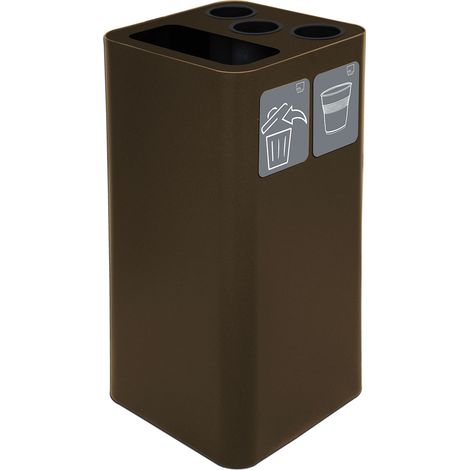 Pattumiera a Bidone da 100 L 38,3x38,3x82,5 cm 3 Scomparti Tubolari e 1 Scomparto Gettacarta in Acciaio Verniciato Corten