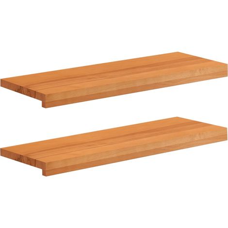 Treppenstufen 2 stk. 80 x 25 x 2 cm Hellbraun Massivholz Buche vidaXL