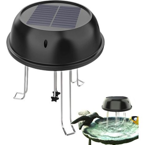 Aérateur solaire pour bain d'oiseaux et bassin, pompe à énergie solaire avec support de fixation, circulateur d'eau silencieux, aide à limiter l'eau stagnante, pour jardin et terrasse, noir (1/5)