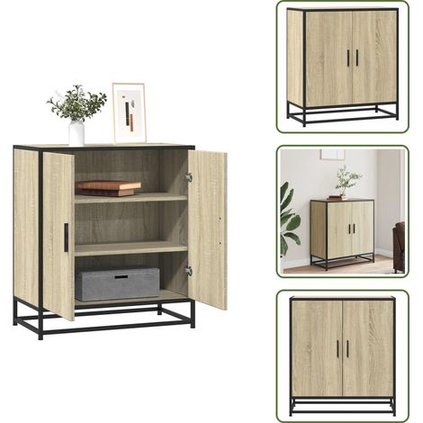 Aparador de roble - vidaXL Aparador madera ingeniería y metal roble Sonoma 68x35x76 cm - Aparador moderno
