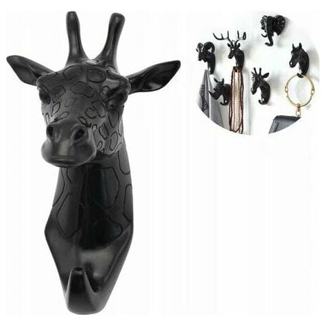 1 pcs Porte-manteau et porte-manteau Porte-serviettes Crochet mural Porte-manteau Animal Clé Girafe noire-Fei Yu (1/4)