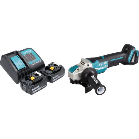Smerigliatrice angolare a batteria Makita DGA 520 SMX1 18 V 125 mm X-LOCK Brushless + 2x batteria ricaricabile 4,0 Ah + caricatore