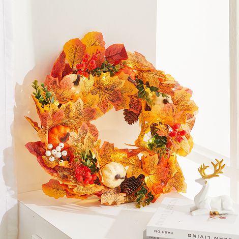 45CM Halloween Autumn LED Light Pumkin Maple Leaves Garland (1/5)