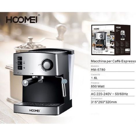 Trade Shop - ESPRESSOMASCHINE 850 WATT 1.6L CAPPUCCINO SYSTEM 15 BAR EDELSTAHLGEHÄUSE - (1/3)