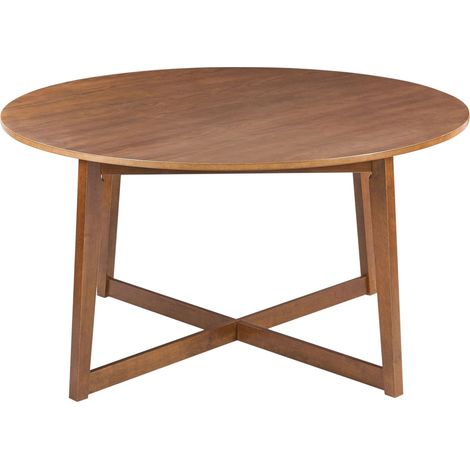 Dining Table Dark Oak MDF Rubberwood Round Retro-Inspired Design Living Room Dining Room WAIPORI (1/5)