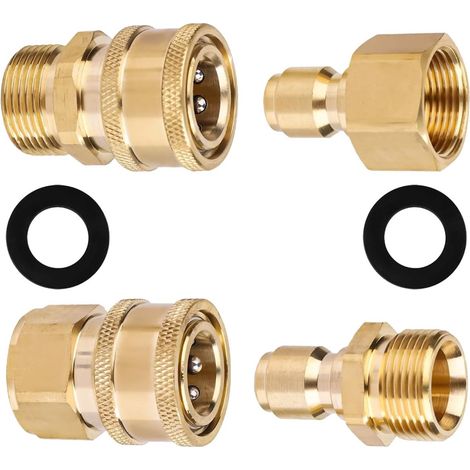 Kit adaptador de 4 piezas M22-14/15 mm para hidrolavadora de alta presión - Conector de latón para grifo de manguera de jardín