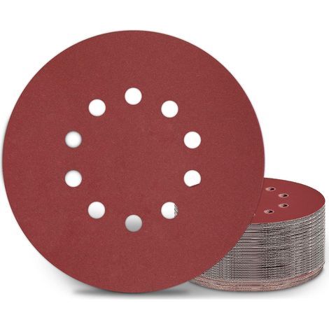 225-mm-Schleifscheiben, 25 Stück, Körnung P240, 10 Löcher, runde 225-mm-Schleifscheiben, Schleifpapier für Schleifmaschinen (1/5)