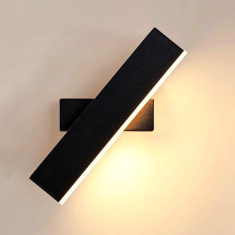 Applique Murale Intérieure, Rotatifs 360° Lampe Murale LED, 3000K Blanc Chaud Luminaire de Mural Noir pour Chambre, Salon, Couloir, Escalier (1/5)