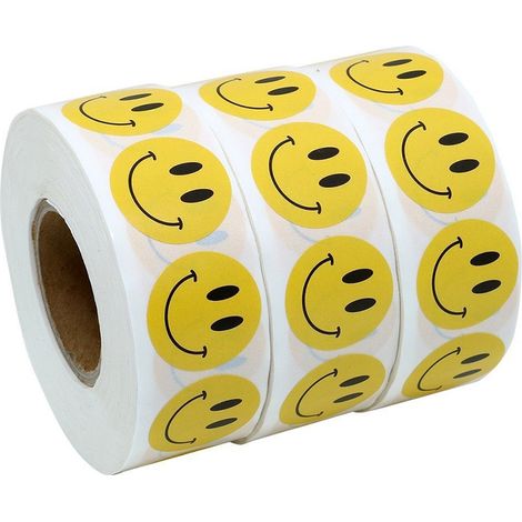 Dekorative Aufkleber mit Smiley-Motiv: 500 Stück Kraftpapier, 14 x 14 cm, für Briefumschläge, Tüten und Schachteln (1/4)