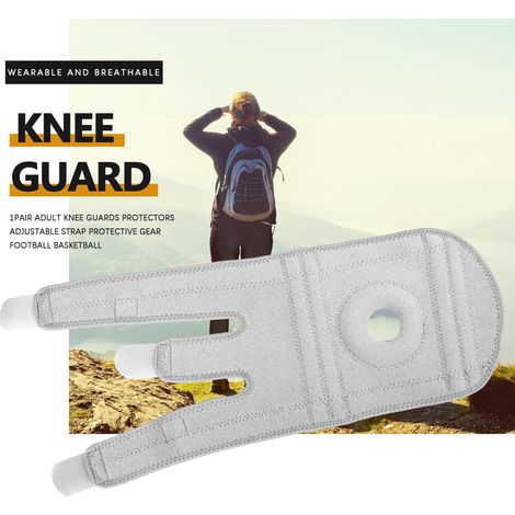 Genouillères de protection pour adultes, sangle réglable, équipement de protection pour football et basketball (gris) (1/5)