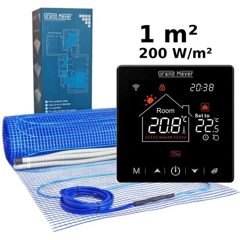 Kit chauffage au sol 1 m², 200 W/m² + SN-20 thermostat Wi-Fi programmable