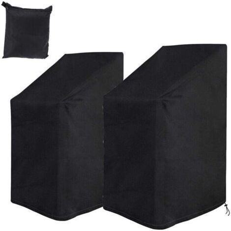 2 housses protection pour chaise jardin, XU, Imperméable, Résistant froid, UV, Housse tissu Oxford 210D, Empilable, (1/4)