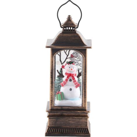 Lanterne de Noël en forme de globe à neige lumineux - Décoration de fête pour maison et jardin avec bonhomme de neige (1/5)