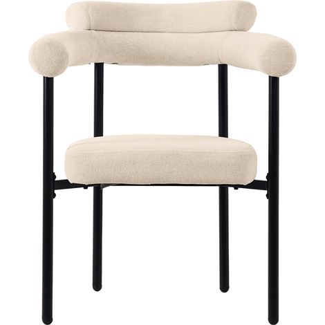 4er-Set Esszimmerstühle Beige in Wildlederoptik mit Armlehnen und Eisenrahmen (1/5)