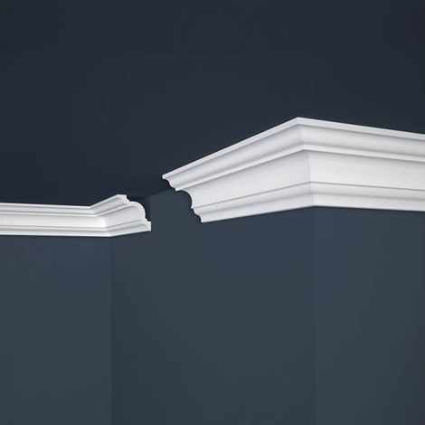 Decoon – Corniche de plafond décorative 3D en polystyrène – Longueur 200 cm – Largeur 6,5 cm – Finition peinture recommandée