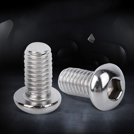 Lot de 50 vis à tête bombée demi-ronde en acier inoxydable, boulons à six pans creux M6 (M6x12 mm), quincaillerie de fixation (1/5)