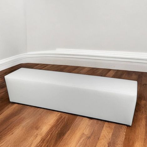 Dmora - Puf Apecchio, Sillón multiusos, Puf, Puf reposapiés, Made in Italy, 180x40 h42 cm, Blanco (1/4)