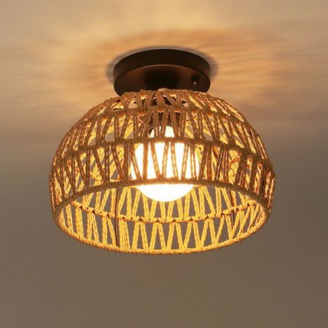 STOEX Industrielle Retro-Pendelleuchte im Landhausstil, geflochtene Lampe mit Papierseil, E27-Deckenleuchtenschirm für Flur und Wohnzimmer (1/5)
