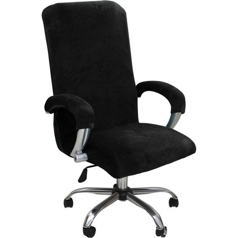 Coprisedia da ufficio in morbido velluto – Taglia XL – Tessuto elastico lavabile – Elegante protezione per sedie girevoli nere