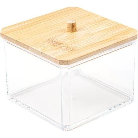 Boite Coton Tige, Boîte Rangement pour Cotons ou Cosmétiques, vec Couvercl, pour Salon, Chambre Coucher, Salle de Bain, Transparent (1/5)