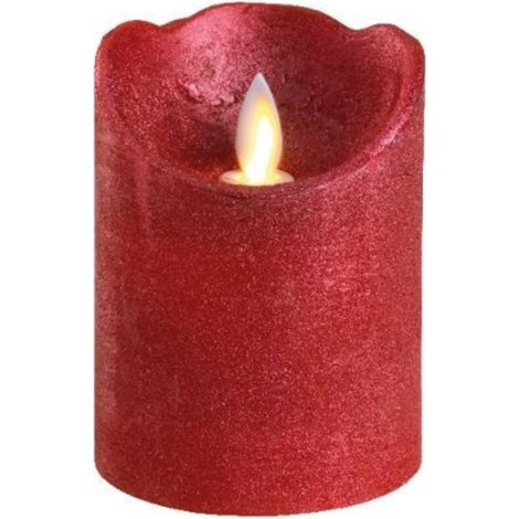 VELA INTERIOR DE LED Ø7,5x10cm COLOR ROJO.ACABADO METÁLICO LUZ BLANCO CÁLIDO (1/4)