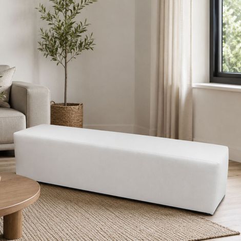 Dmora - Pouf Apecchio, Mehrzwecksessel, Sitzsack, Hockerhocker, Made in Italy, 180x40 h42 cm, Weiß (1/4)