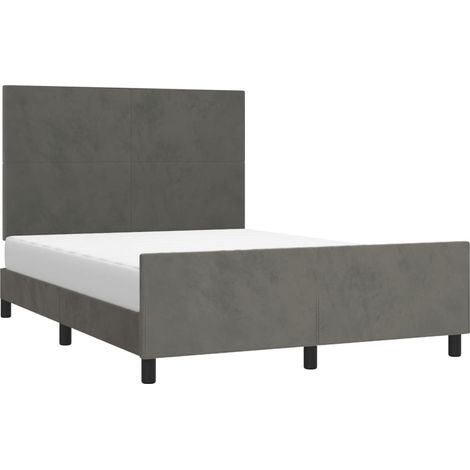 vidaXL Cadre de lit sans matelas gris foncé 140x190 cm velours (1/5)