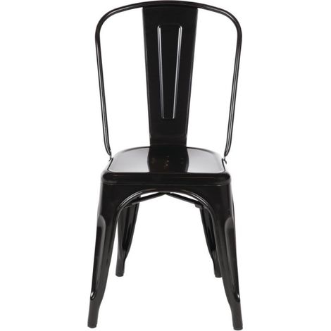Lot de 4 chaises de bistro empilables assise (H)440 mm, en acier galvanisé noir (1/5)