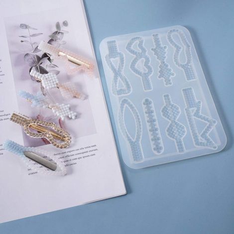 Cristal époxy résine Moule Pince à Cheveux Barrette coulée Silicone Moule Bricolage Artisanat Bijoux épingle à Cheveux Faisant des Outils (1/5)