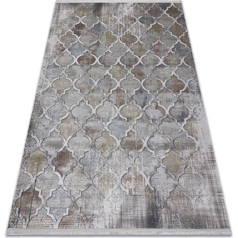Modern LUCE 75 carpet Trellis vintage - structural grey / mustard grey 77x150 cm