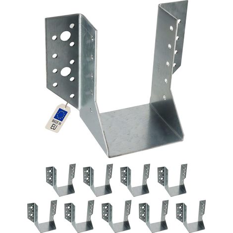 10 Sabots de charpente à ailes extérieures - Acier galvanisé 2mm - Fixation poutres 70mm - Résistance 2070kg - Pour terrasse et toiture - 70x127 mm (1/5)