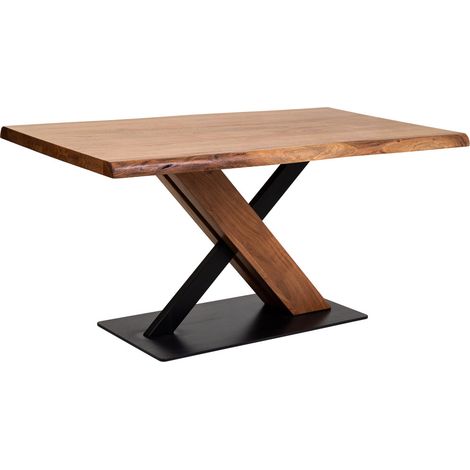 Mesa de comedor de madera de acacia acabado color teca 160x90x76 (1/5)