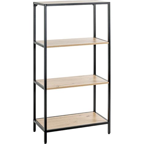 Étagère chêne Clair, Noir, MDF, Métal - Dim.: L 64 x H 129 x P 35 cm, Style: Moderne (1/5)