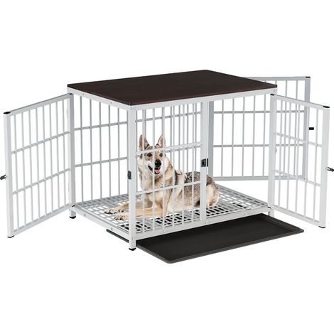 Caisse pour Chien, Design Extensible, Accès Facile, Blanc, M (1/2)
