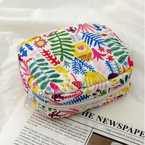 Organisateur de bijoux de voyage compact – Motif floral – Boîte de rangement zippée pour boucles d'oreilles, bagues et colliers (1/4)