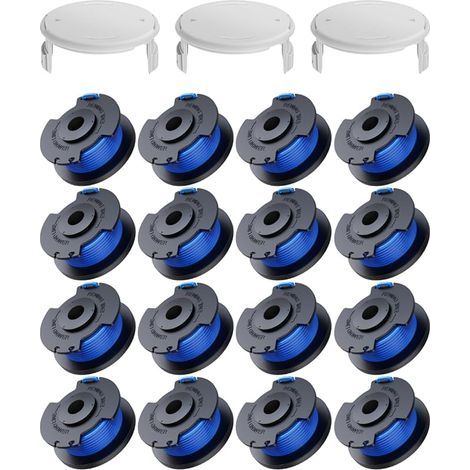 19 Pack Bobine Fil Coupe Bordure remplacements pour Ryobi One + AC14RL3A 18v 24v 40v Coupe Bordures, Bobine Ø 1,6mm, Longueur 3,3m (16 Fil Coupe Bordure,3 Couvercle) (1/5)