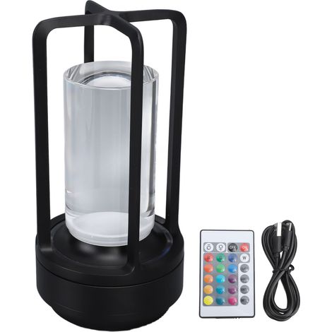 Kabellose LED-Schreibtischlampe mit Kristallschirm, 16 Farbtemperaturen, Fernbedienung, Touch-Steuerung, RGB-Farben und dimmbar, Schwarz (1/5)