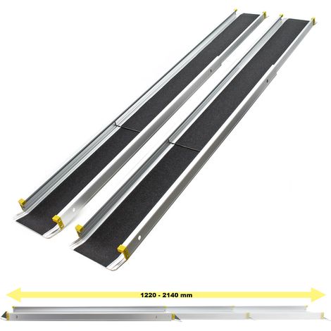 Xpotool – Lot de 2 rampes de chargement télescopiques 1220-2140 x 185 mm – capacité 270 kg – aluminium léger – surface antidérapante – bords latéraux surélevés