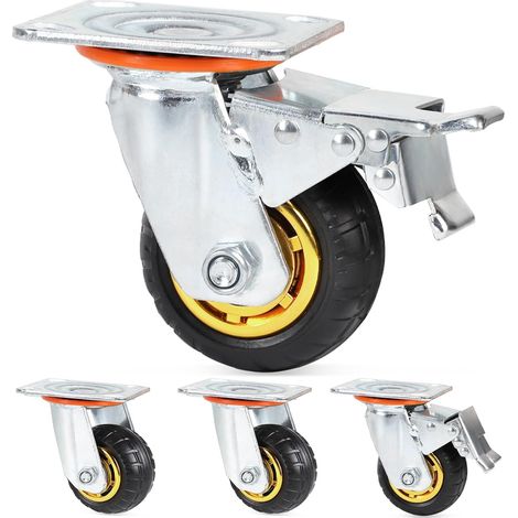 Lot de 4 Roulettes Charge Lourde 100mm 220 Kg Jusqu'à Pivotantes (1/5)