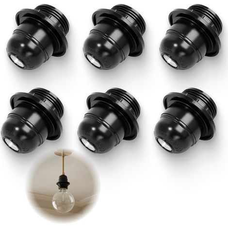 6 PCS Douille E27, Supports Ampoule E27 Noirs en Plastique, Support d’ampoule E27, Douille lampe E27 noir, Interrupteur Lampe de Chevet Noir, pour lampe de chevet, suspension, plafonnier et DIY (1/5)