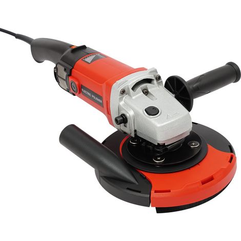 7-Zoll-Betonschleifset, staubfreier Schleifer bestehend aus einer Flachschleifmaschine und einer Absaughaube, 1.580 W, 3.000 U/min, Winkelschleifer mit Zusatzgriff, rot (1/5)