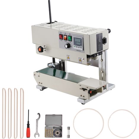 Mophorn Macchina sigillatrice a nastro continuo per sacchetti, larghezza di saldatura 0,24-0,47 pollici, controllo digitale verticale della temperatura, 0,02-0,8 mm (1/5)