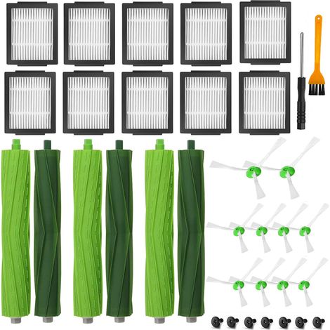 Ersatzteile für iRobot e/i/j Serie, Ersatz Zubehör für Roomba i7 i7+ i3 i3+ i4 i4+ i6 i6+ i8 i8+ j7 E5 E6 E7, Enthalten 6 Gummibürsten, 10 Filters, 10 Seitenbürsten (1/5)