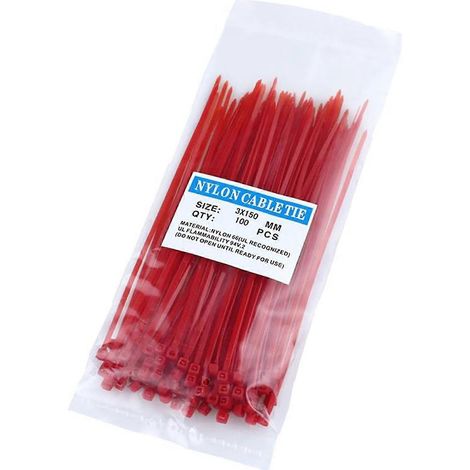 100 Stück/Set Kabelbinder, selbstverriegelnd, gute Isolierung, 7 Farben, robuste Kabelbinder für Zuhause-Red