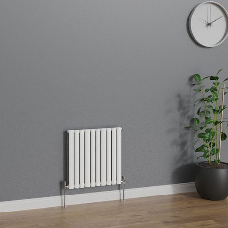 WarmeHaus Horizontal Oval Single Panel White Radiator 600x590mm