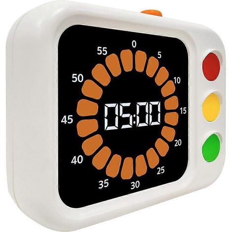 Digitaler 60-Minuten-Timer, visuelles Zeitmanagement-Tool aus Kunststoff, Ampeldesign, für Zuhause, Schule oder Büro T4MC (1/5)