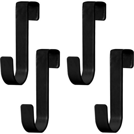 Türhänger-Garderobenhaken, 4er-Set, Edelstahl, Schwarz, Stabile Edelstahlhaken für Türkanten, Schubladen, Schränke, Badezimmer, Küchen, Schlafzimmer, Schwarz (1/4)