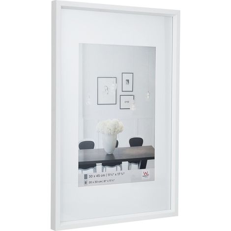 walther design bianca 30 x 45 cm con passe-partout, cornice in plastica Steel Style ES045W
